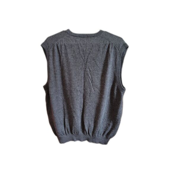 Brooks Brothers 346 Italian Merino Wool V-Neck Sweater Vest XL Grey - Picture 2 of 10